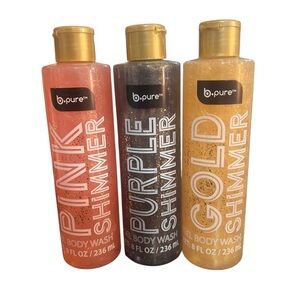 B-Pure Pink, Purple, and Gold Shimmer Gel Body Wash Trio